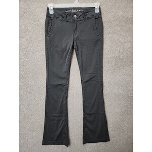 American Eagle Kick Boot Chino Pants Womens 4 Dark Gray Stretch